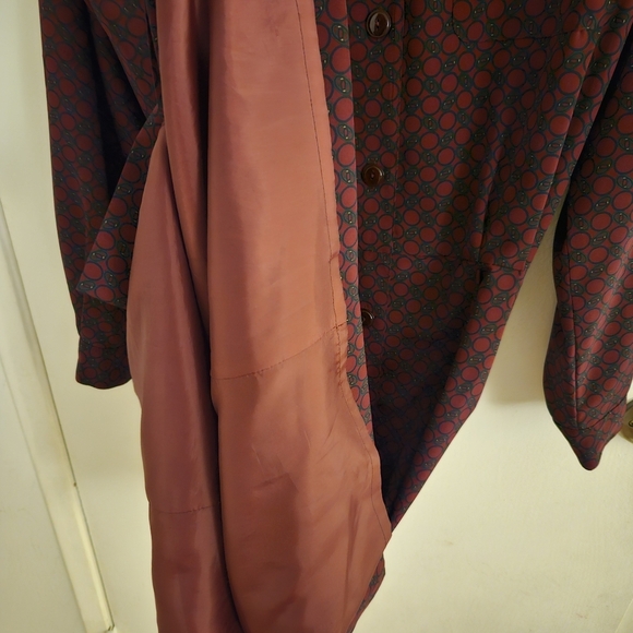 Vintage Talbots Geometric Print Button-up Long Sleeve Belted Shirt Dress size 18 - Picture 5 of 7